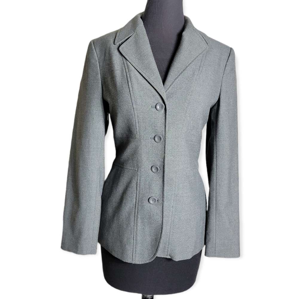 The Limited button up collared v neckline gray long sleeve blazer size small